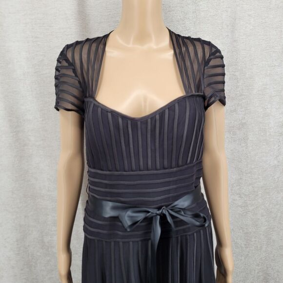 JS Collections Sweetheart Neck Ilussion Mesh and Satin Dress Size 10 Black - Picture 6 of 13
